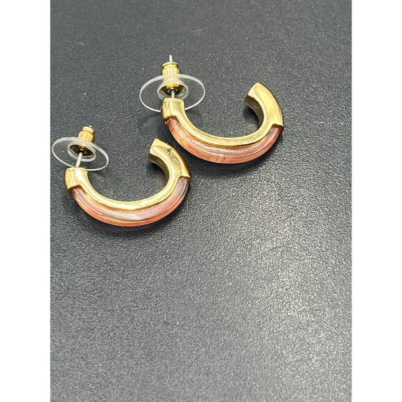 Demarson Designer Cherry Quartz Gold Luna Half Hoops Earrings * Read - Picture 2 of 9